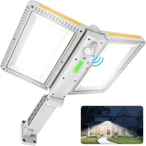 ropelux Solar Outdoor Lights, 6000LM Motion Sensor Outdoor Lights Double Big Solar Panels, IP65 Waterproof and 5 Modes, 218LEDs High Brightness Wider Illuminated Area Flood Lights for Street