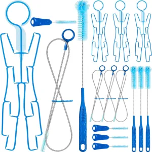 Roshtia 4 Sets Hydration Bladder Cleaning Kit Including Small Brush Big Brush Collapsible Frame Flexible Long Bladder Brush