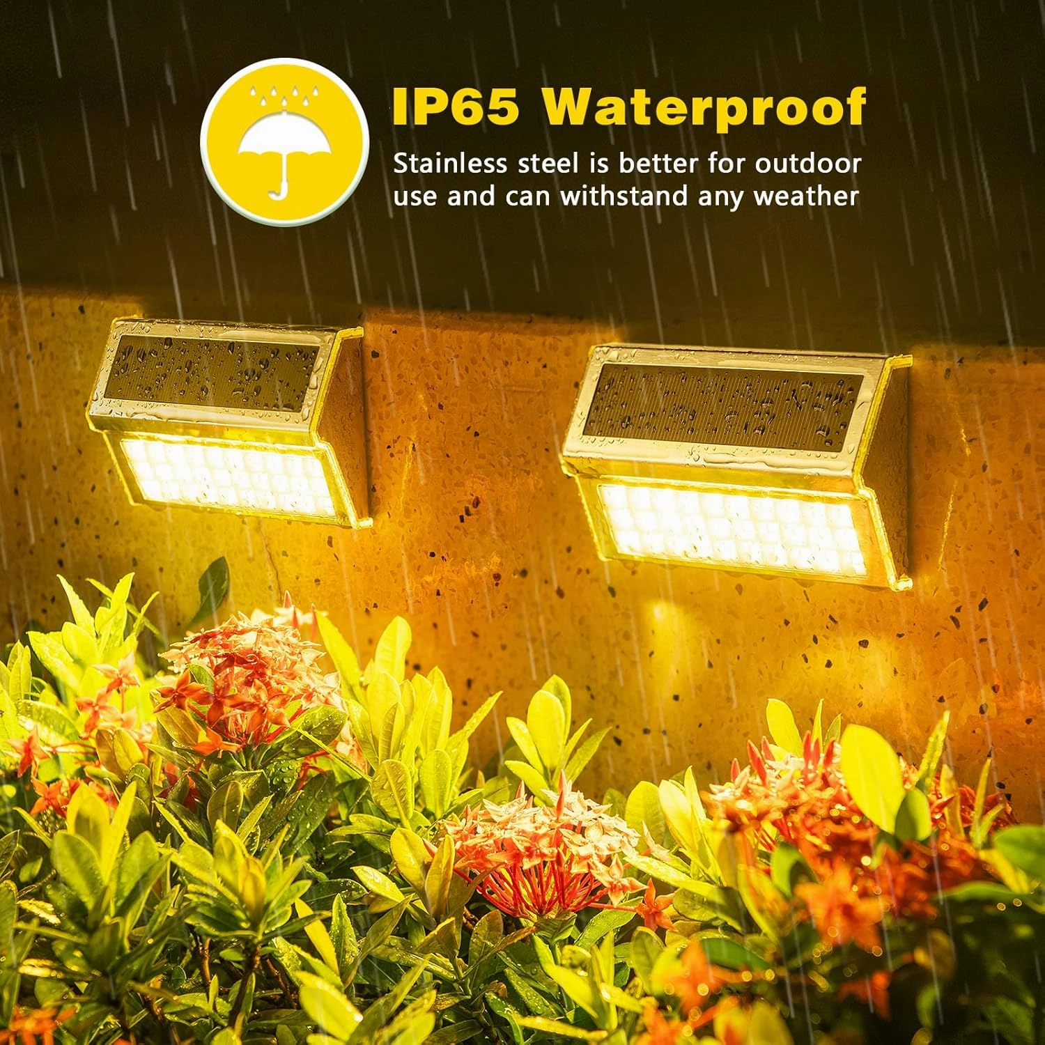 ROSHWEY Deck Lights, 10 Pack 30 LED Deck Lights Solar Powered Outdoor Waterproof, Patio Step Lighting Outdoor Decor, Stainless Steel Backyard Lamp for Garden Yard Porch Stair Railing, Warm White