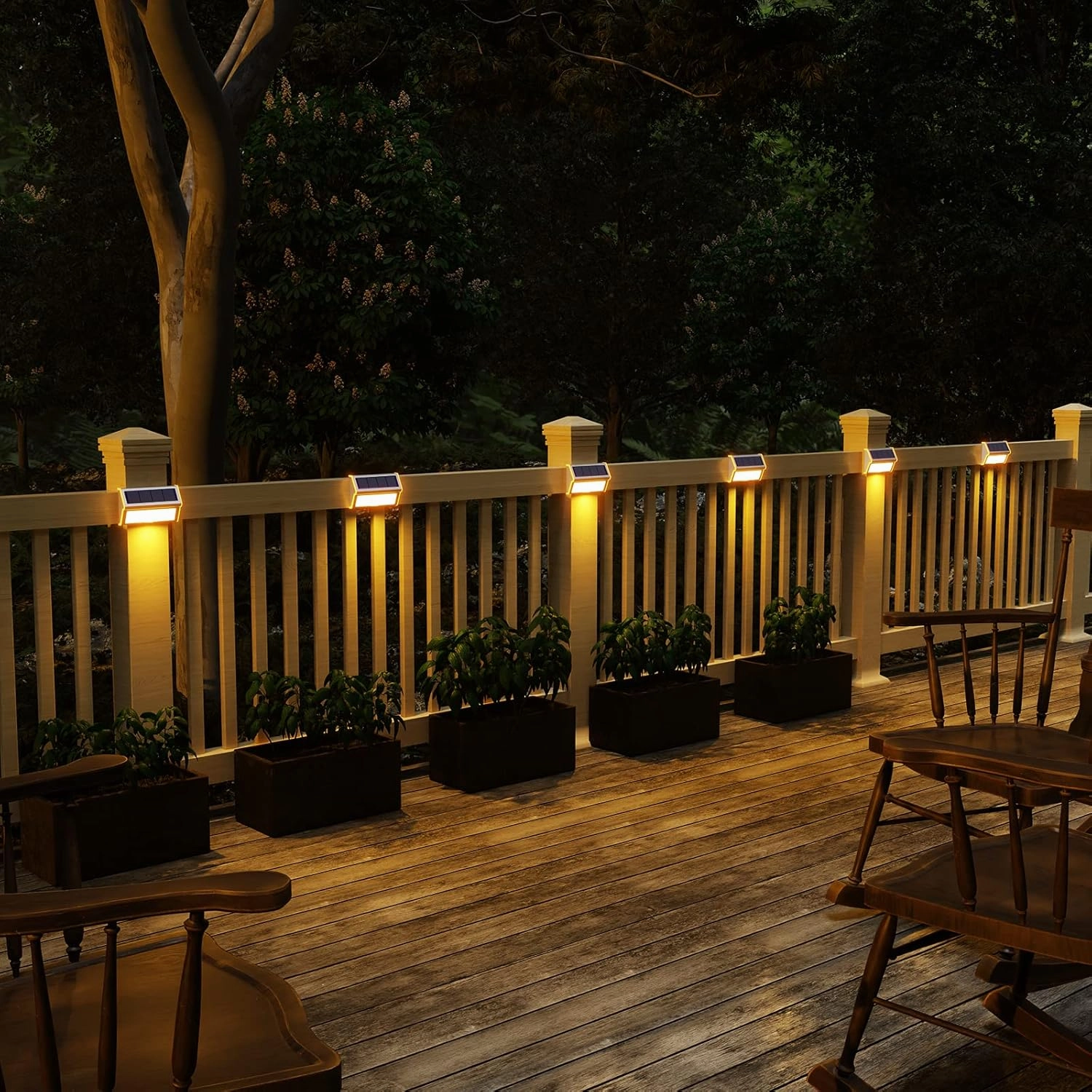 ROSHWEY Deck Lights, 10 Pack 30 LED Deck Lights Solar Powered Outdoor Waterproof, Patio Step Lighting Outdoor Decor, Stainless Steel Backyard Lamp for Garden Yard Porch Stair Railing, Warm White