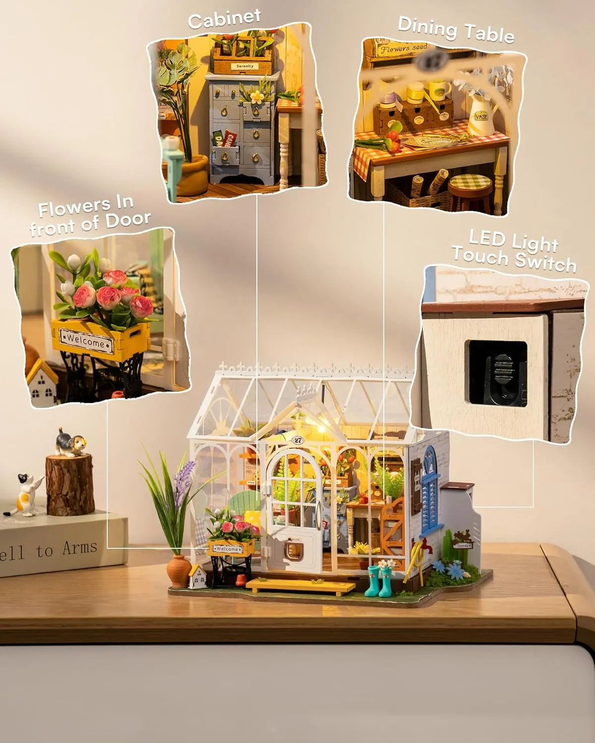 Rowood DIY Miniature House Kit,Mini Dollhouse KIt,Mayberry Street Craft Model Kits for Adults with LED,Birthday Gift/Home Decor for Family Friends-Dreamy Garden House