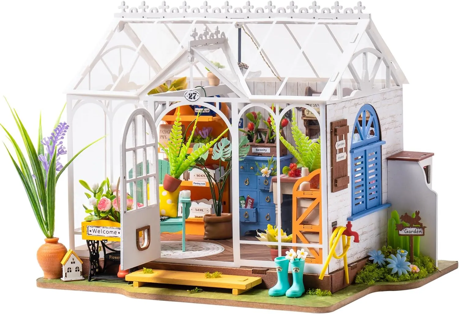 Rowood DIY Miniature House Kit,Mini Dollhouse KIt,Mayberry Street Craft Model Kits for Adults with LED,Birthday Gift/Home Decor for Family Friends-Dreamy Garden House