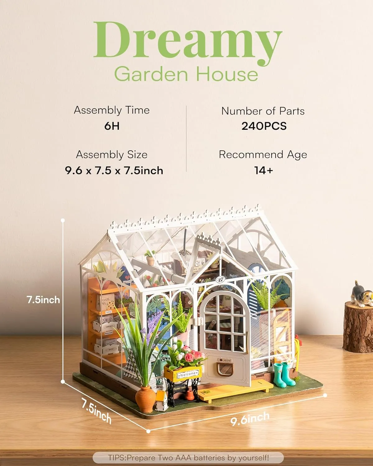 Rowood DIY Miniature House Kit,Mini Dollhouse KIt,Mayberry Street Craft Model Kits for Adults with LED,Birthday Gift/Home Decor for Family Friends-Dreamy Garden House