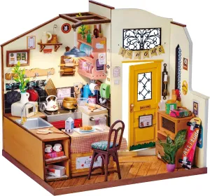 Rowood Miniature House Kit,DIY Miniature Dollhouse Kit for Adults,Model Kits for Adults to Build with LED,Birthday for Teens(Homey Kitchen)