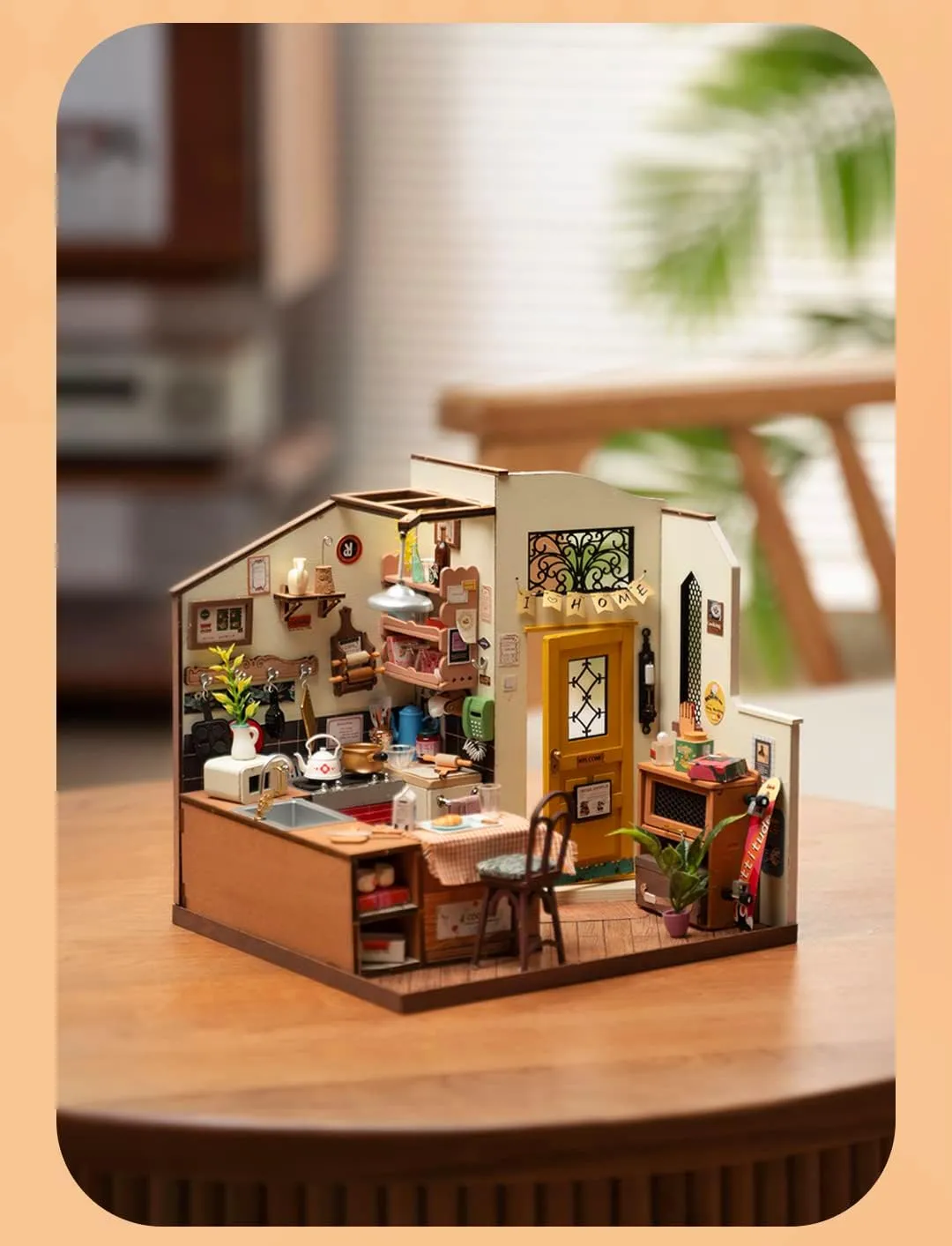 Rowood Miniature House Kit,DIY Miniature Dollhouse Kit for Adults,Model Kits for Adults to Build with LED,Birthday for Teens(Homey Kitchen)