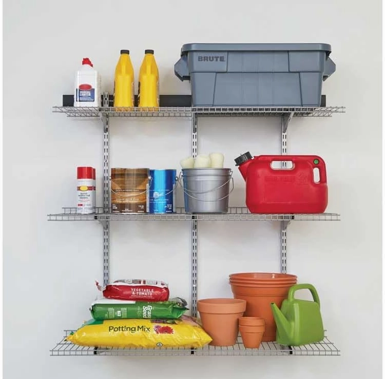 Rubbermaid Fasttrack Rail Storage 48"x16" 3-Shelf Kit, 350 lbs. Per Shelf, for Home/Garage/Shed/Workshop Organization