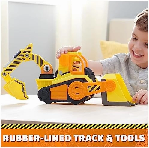 Rubble & Crew, Bark Yard Deluxe Bulldozer Construction Truck Toy with Lights, Sounds & Rubble Action Figure, Kids Toys for Boys & Girls Ages 3 