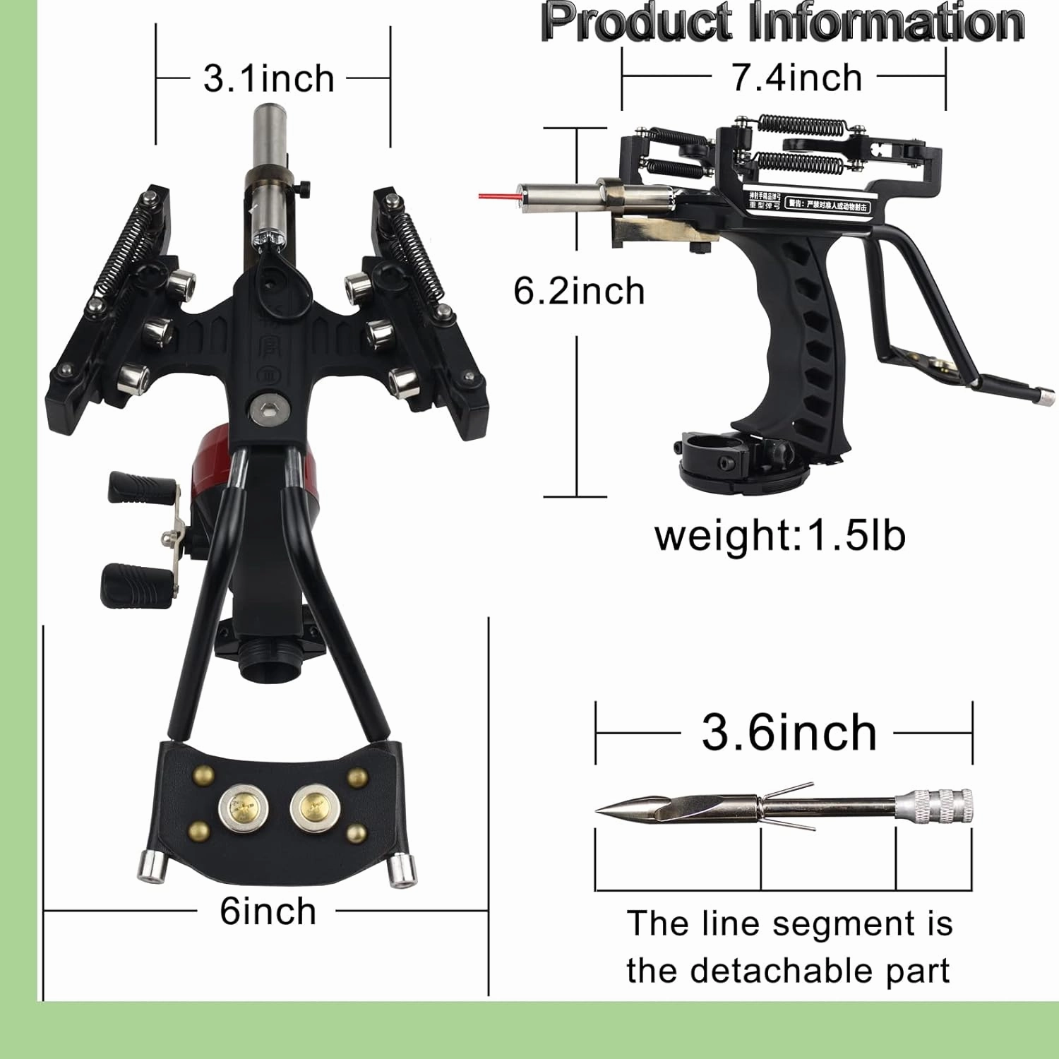 Rugged Professional Hunting Golden Slingshot with Fish Shooting Package As Adult Catapult Wrist Rocket Slingshot Comes with Reel Fish Shooting Dart Left Hand Gauntlet
