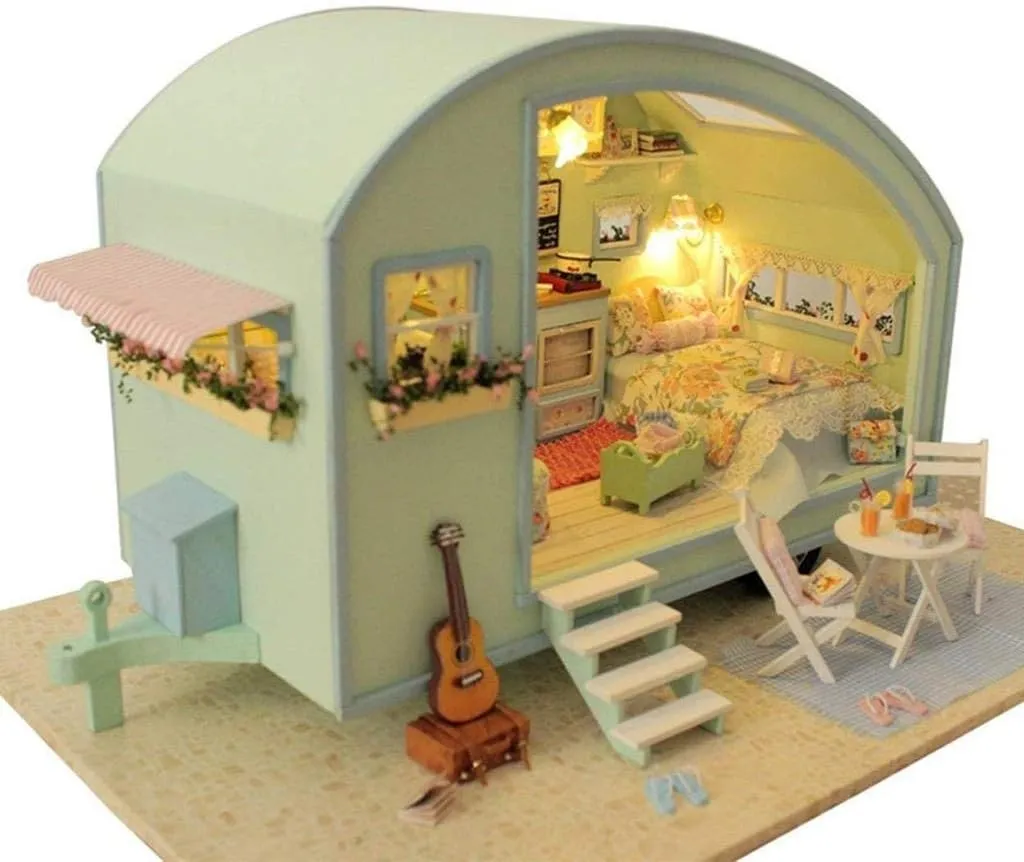 Rylai 3D Puzzles DIY Miniature Dollhouse Kit for Adults Kids Wood Craft Furniture LED Music Box Light Time Travel Series