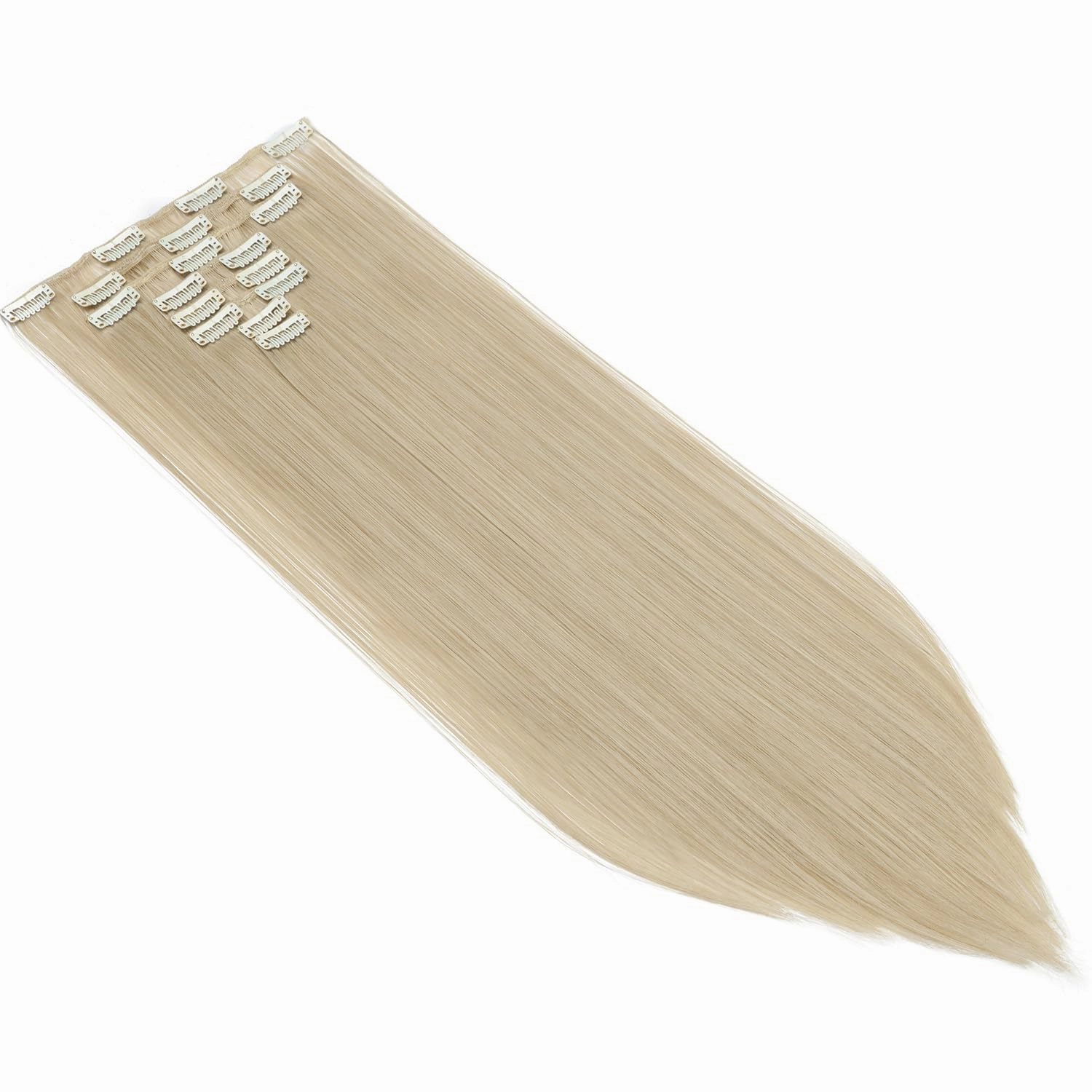 S-noilite 8pcs Clip In On Hair Extension 26" Straight Highlight Blonde Long Straight Clip in Hair Extenisons Synthetic Full Head Thick Hairpieces for Women Girls(26", Ash Blonde Mix Bleach Blonde)