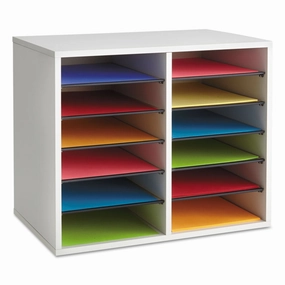 Safco® Fiberboard Literature Sorter, 12 Compartments, 19.63 x 11.88 x 16.13, Gray