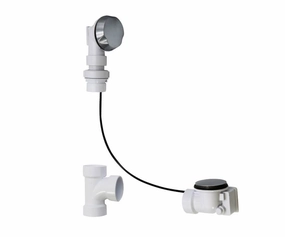 Schedule 40 PVC Cable Operated Bath Waste & Overflow Drain with Patented Flexible Overflow Neck for 36" to 45" Tub Depths