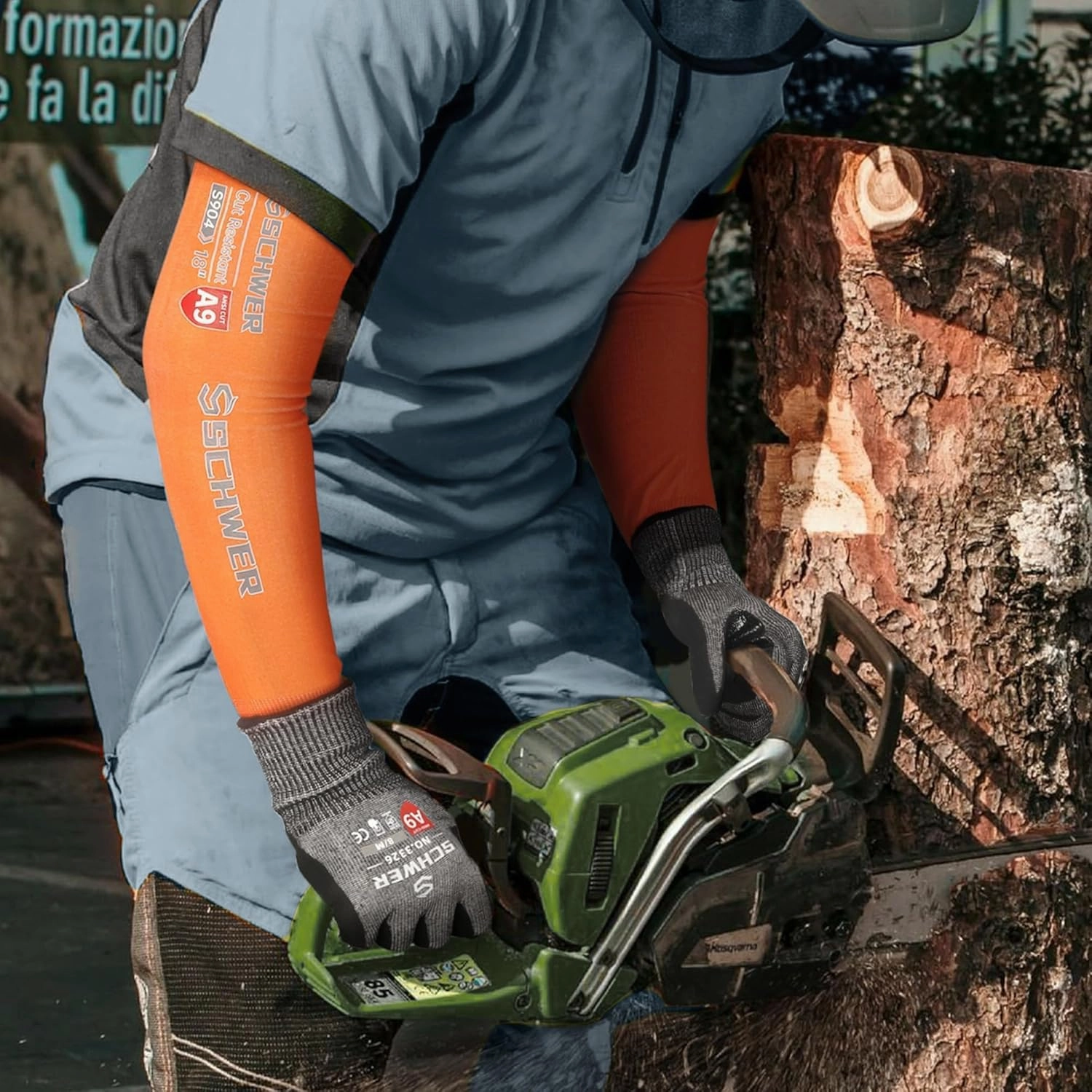 Schwer PRO-SKIN ANSI A9 Cut Resistant Sleeves, PFAS Free for Men and Women, High Risk Arm Protection for Thin Skin, Gardening and Puncture Resistant Arm Sleeves