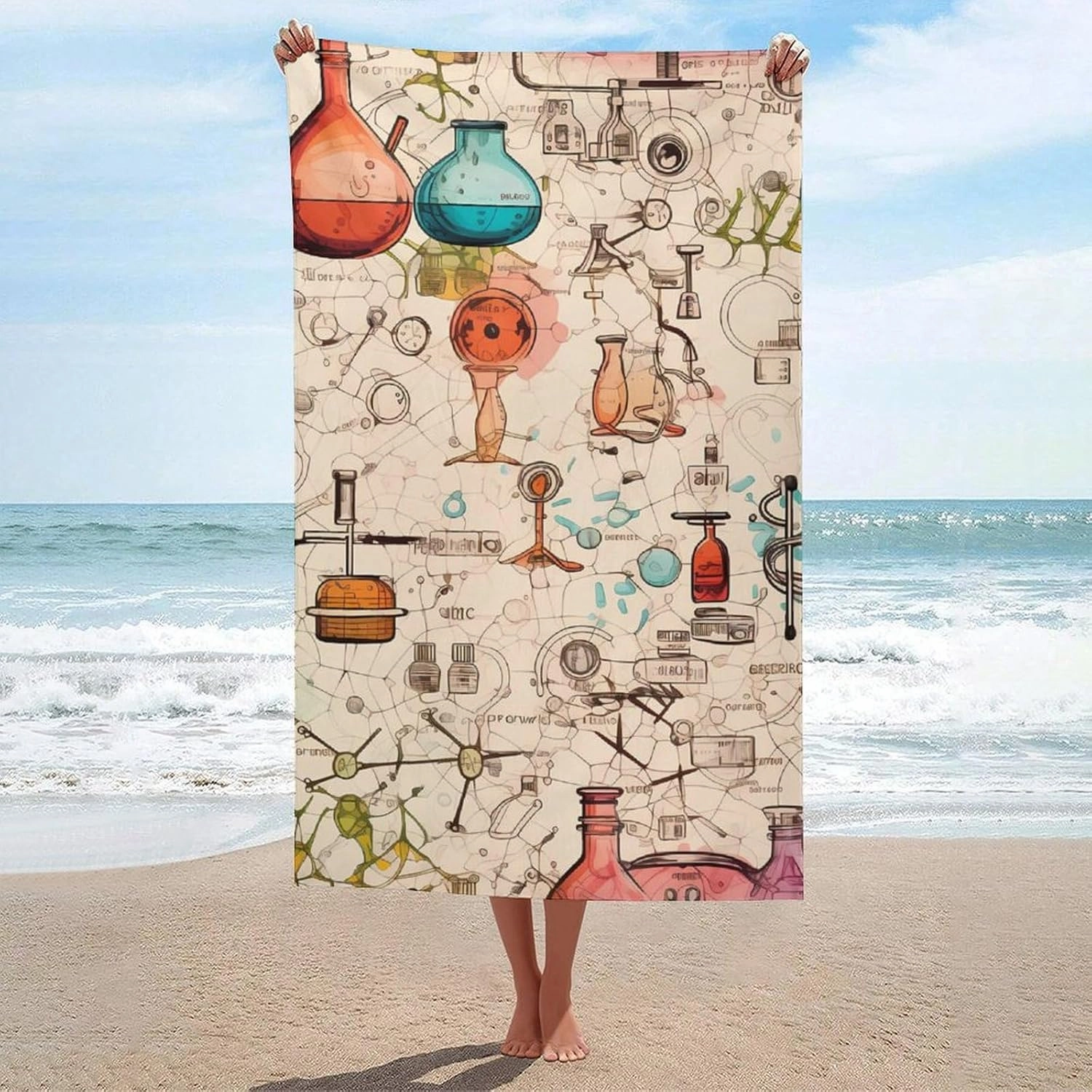 Science Chemical Knowledge Large Beach Towel Pool Towel Lightweight Travel Towels Soft Bath Towel for Adults Men Women 130x80cm