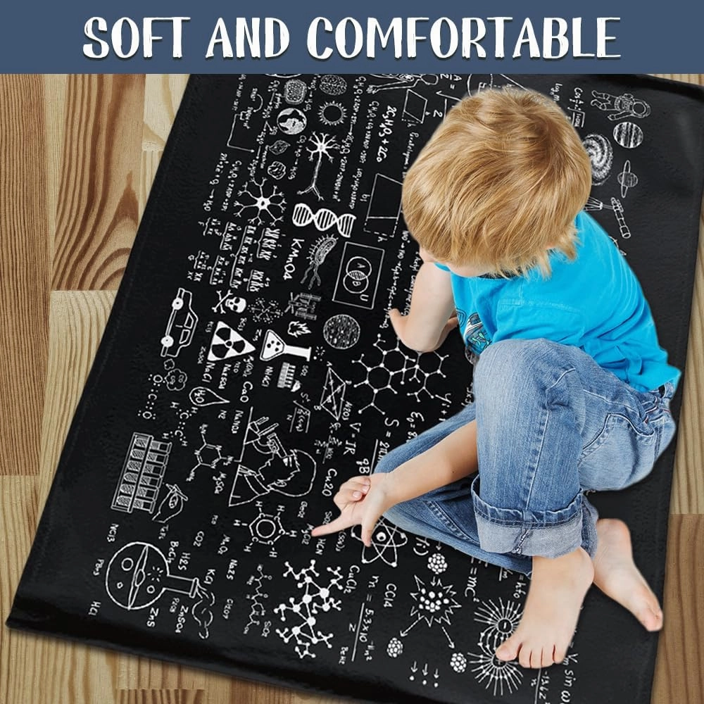 Science Formulas Chalkboard Math Physics Equation Blanket Flannel Throw Lightweight Super Soft Cozy Blankets for Couch Bed Sofa Chair, Gift for Birthday Thanksgiving Christmas 50"x40" for Kids