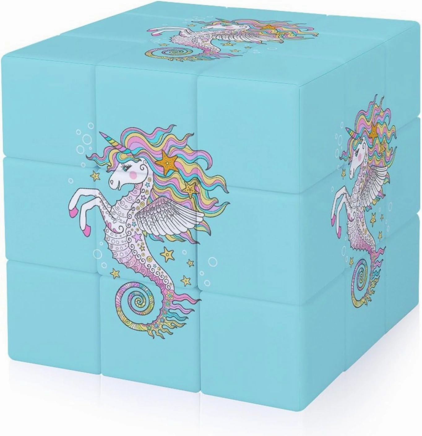 Seahorse Unicorrn Fantasy Funny 3x3x3 Cube Smooth Lightweight Puzzle for Adult Graphic Printing Travel