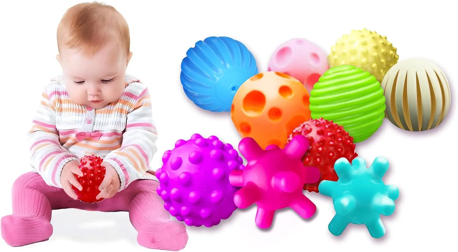 Sensory Balls for Babies Kids, Soft Montessori Toys for Babies 6 to 12 Months Baby Sensory Toys Ball Toddlers and Infant Small Massage Soft Textured Multi Ball Set