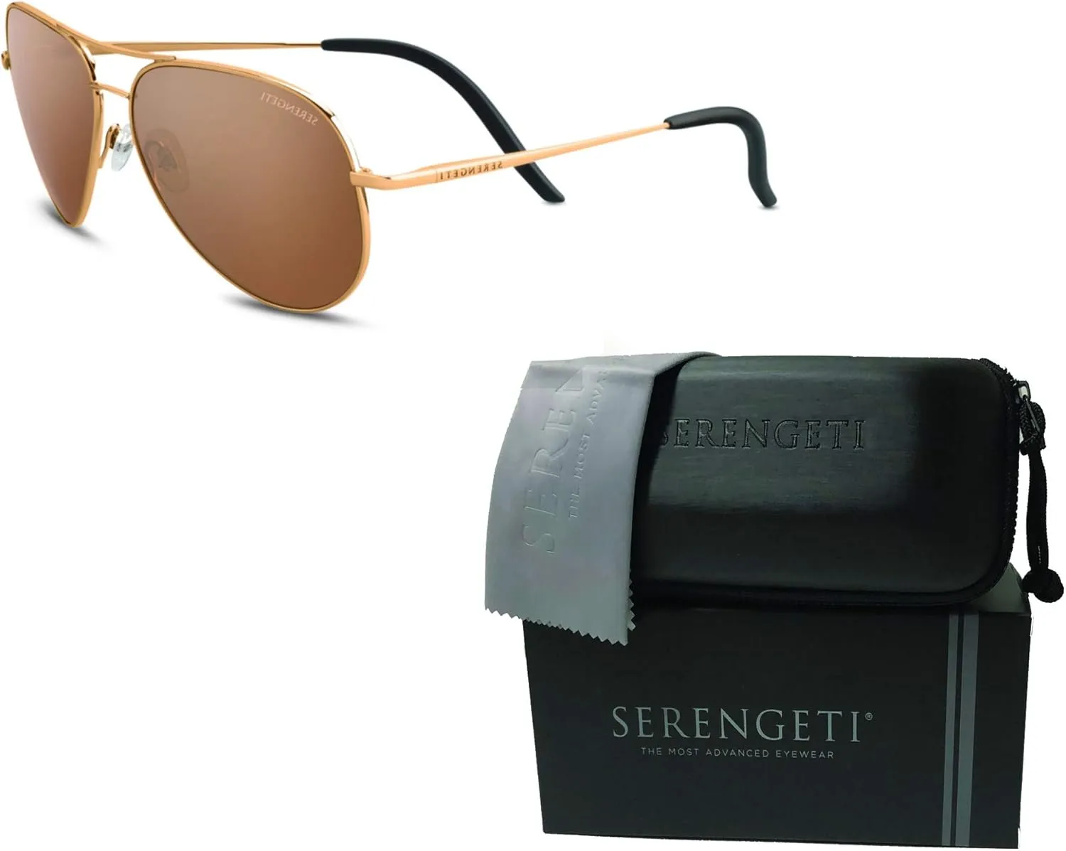 Serengeti Carrara 59MM Aviator Sunglasses For Men   BUNDLE with Designer iWear Kit