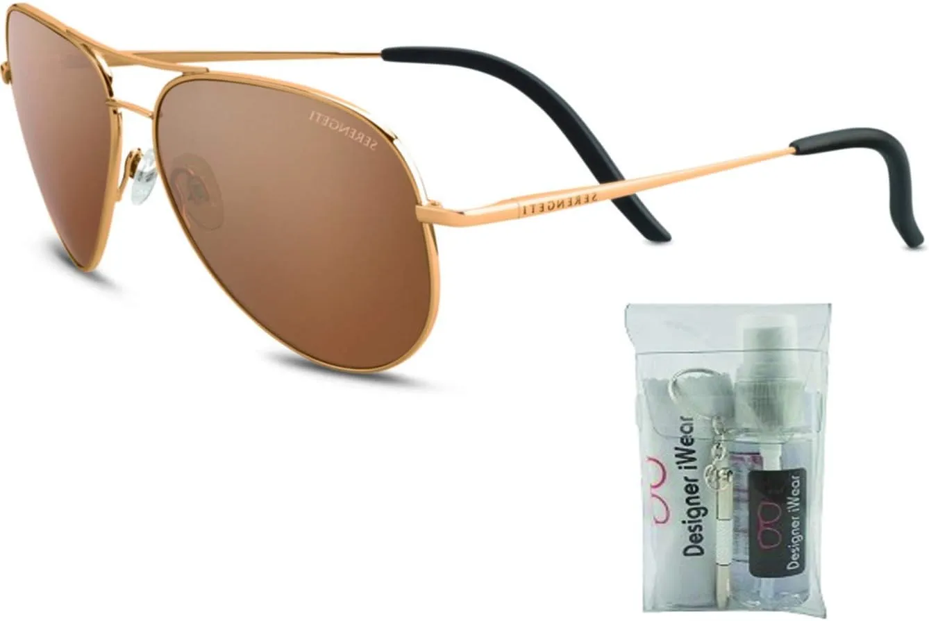Serengeti Carrara 59MM Aviator Sunglasses For Men   BUNDLE with Designer iWear Kit