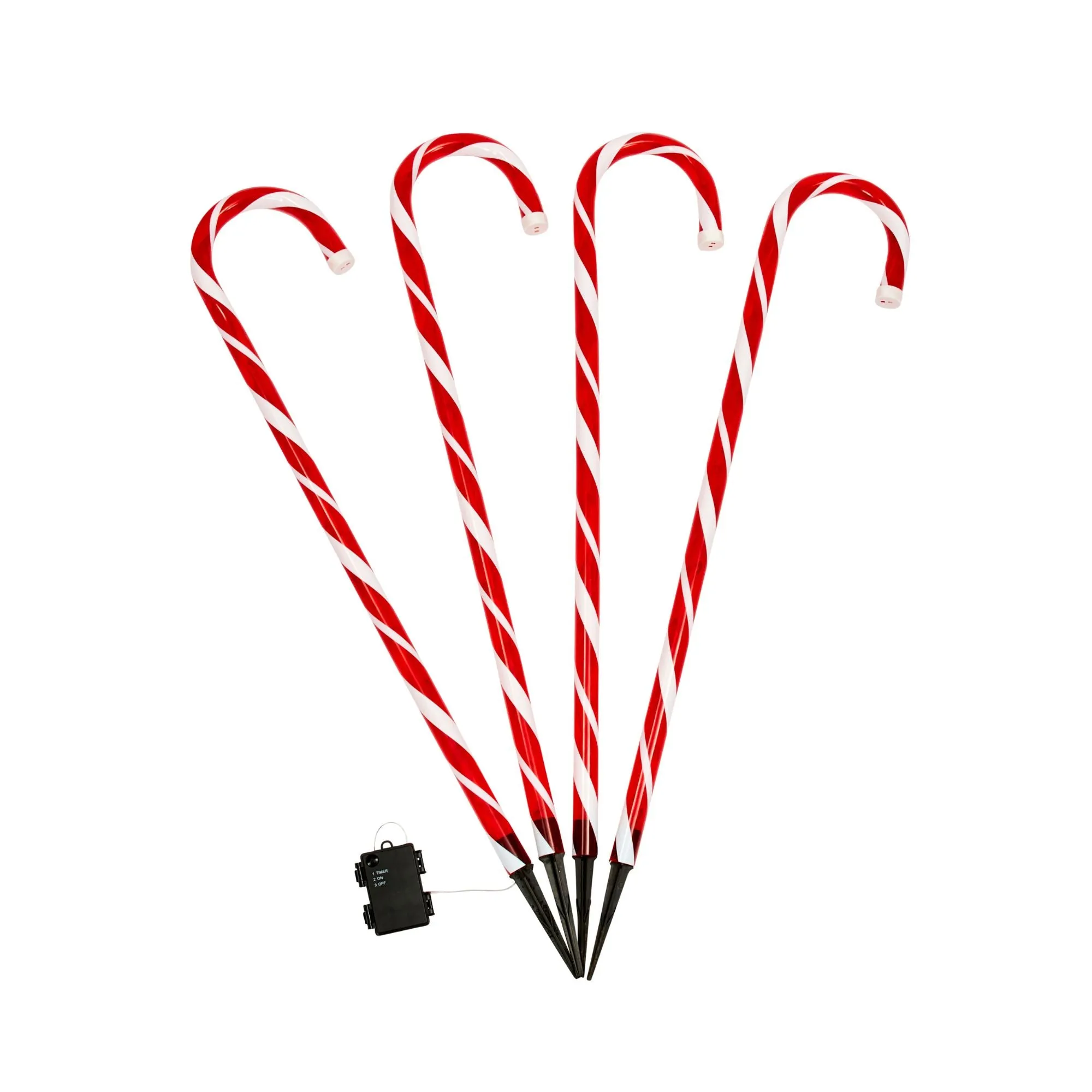 Set of 4 Extra Large Candy Cane Battery Powered Christmas Pathfinder Stake Lights