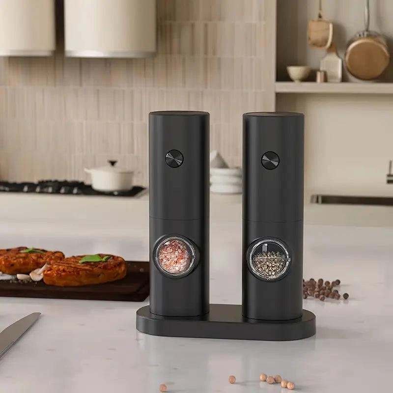 Set of 2 Electric Salt & Pepper Grinders – Battery-Operated