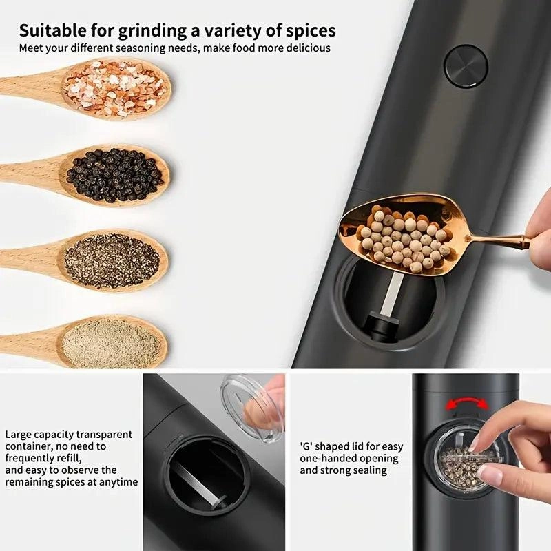 Set of 2 Electric Salt & Pepper Grinders – Battery-Operated