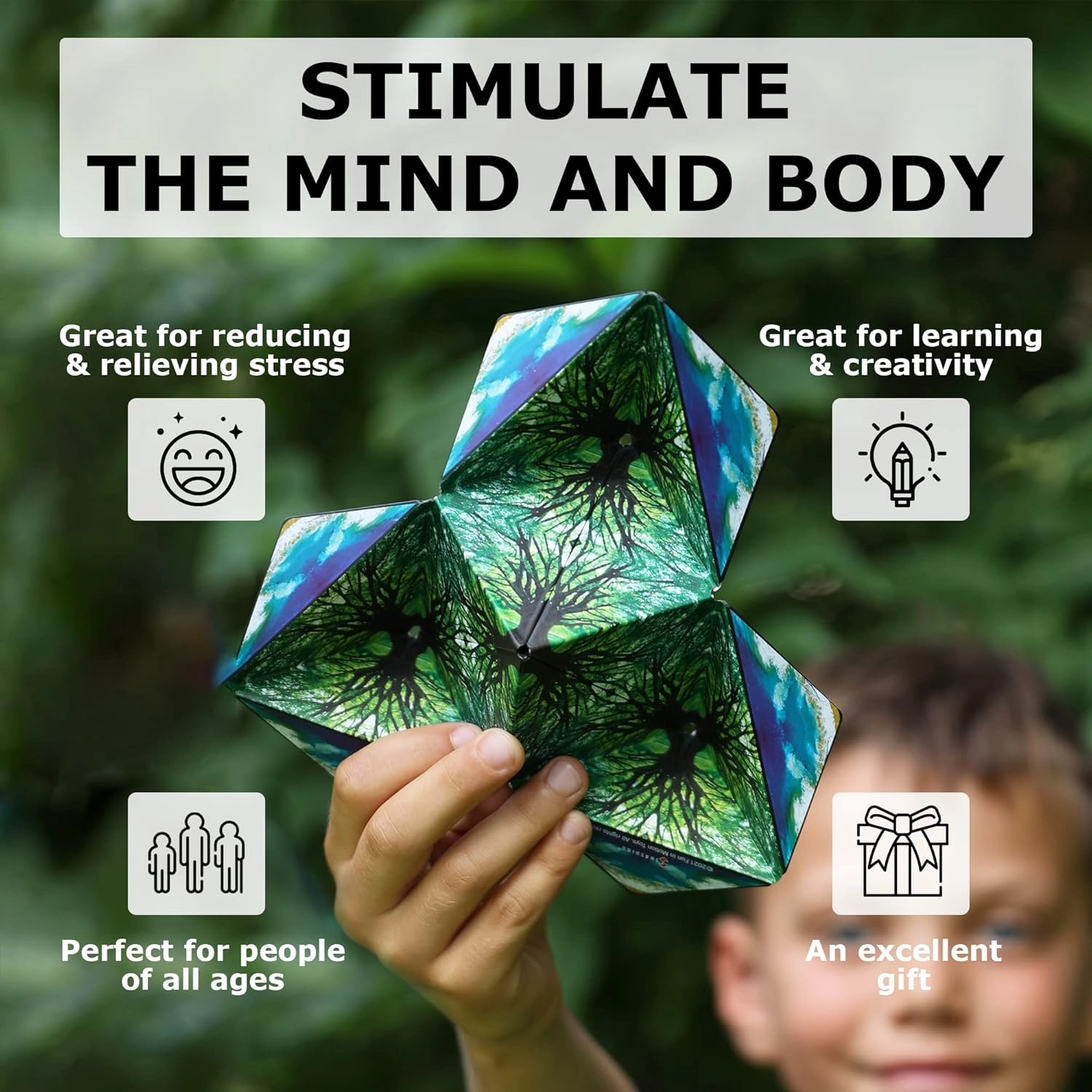 SHASHIBO Shape Shifting Box - STEM Magnetic Fidget Cube That Transforms Into Over 70 Shapes, Download Fun in Motion Toys Mobile App (Moon)