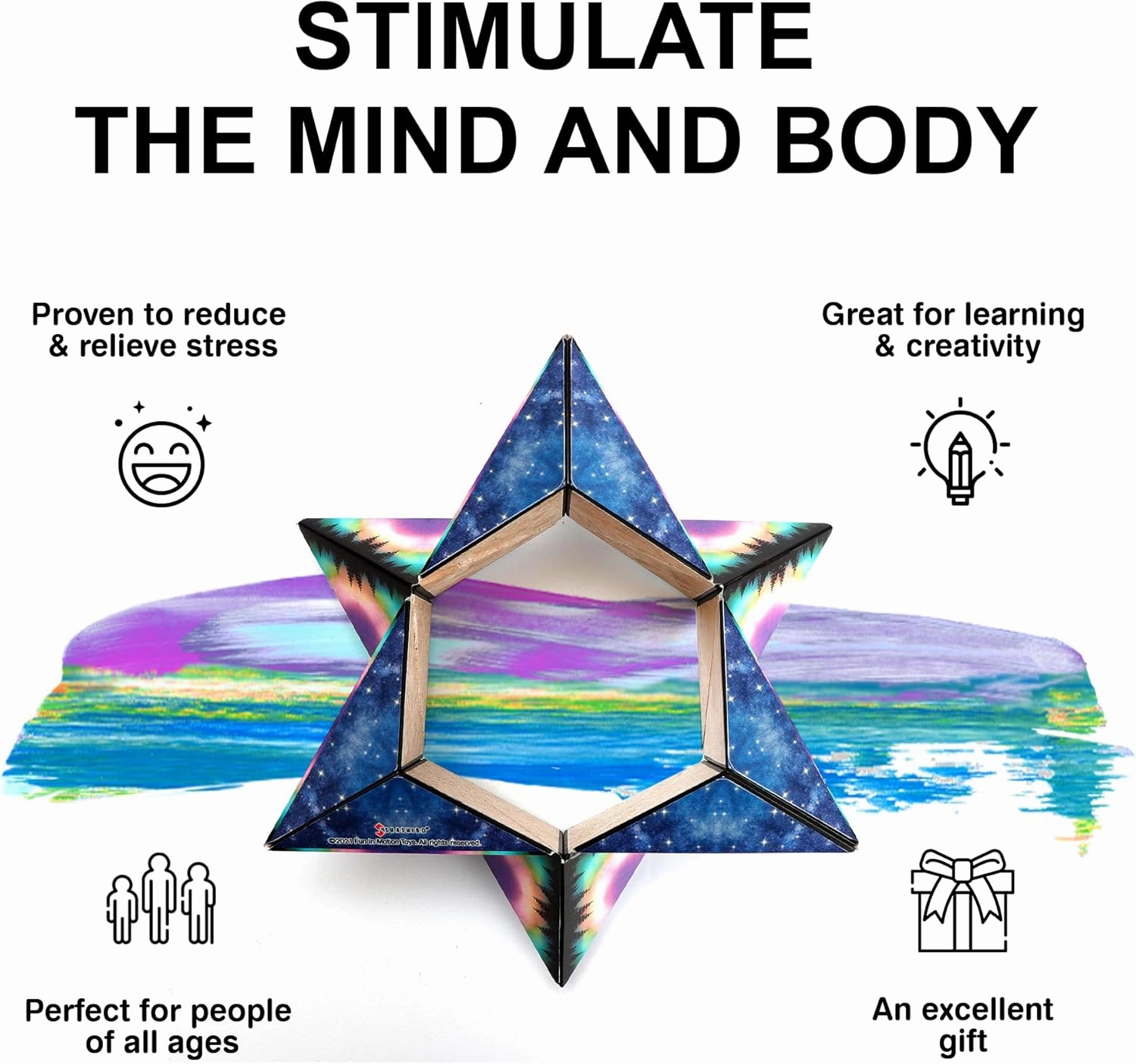 SHASHIBO Shape Shifting Box Bundle- Award-Winning, Patented Fidget Cube w/ 36 Rare Earth Magnets - Transforms Into Over 70 Shapes - Explore The Earth Moon Connection (Earth - Moon 2 Pack)