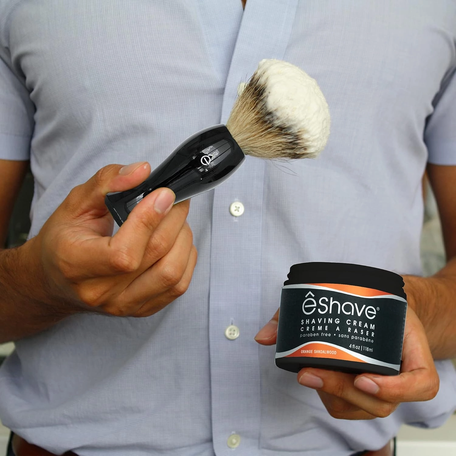 Shaving Cream for Men, Orange Sandalwood, prevents shaving irritation and razor burn, generates a rich lather for a soft, silky, Smoothest shave