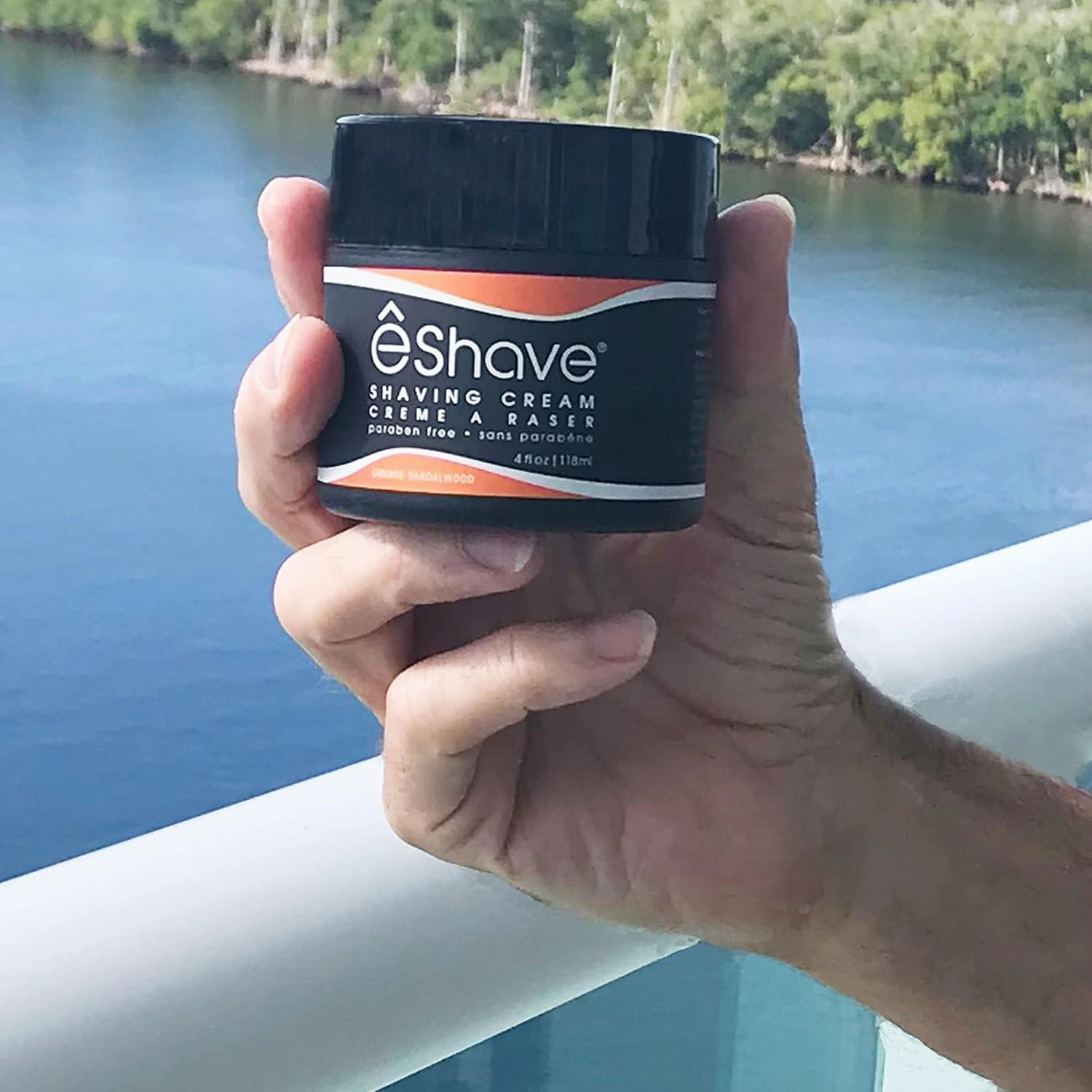 Shaving Cream for Men, Orange Sandalwood, prevents shaving irritation and razor burn, generates a rich lather for a soft, silky, Smoothest shave