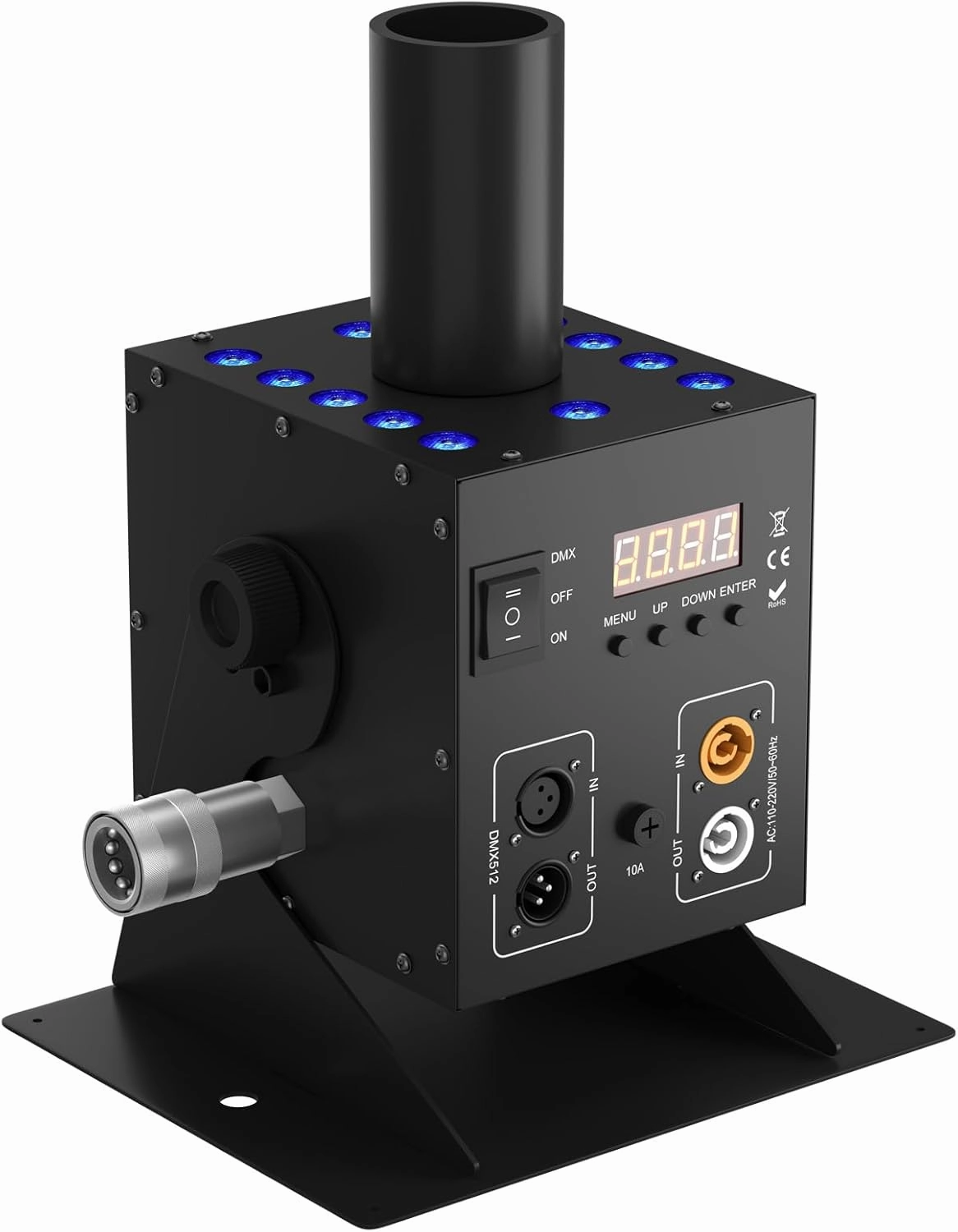 SHEHDS CO2 Jet Machine with 12x3W RGB LED, 3-in-1 Cryo & Light, 90° Adjustable, 16–20ft Range, DMX512, Professional LED Stage Smoke Machine for Concerts, Nightclubs, Theaters, Weddings, Parties.