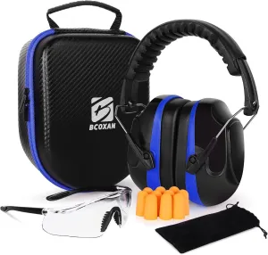 Shooting ear protection safety eamuffs, Gun range hearing protection, Shooting glasses, Earplugs, carrying case