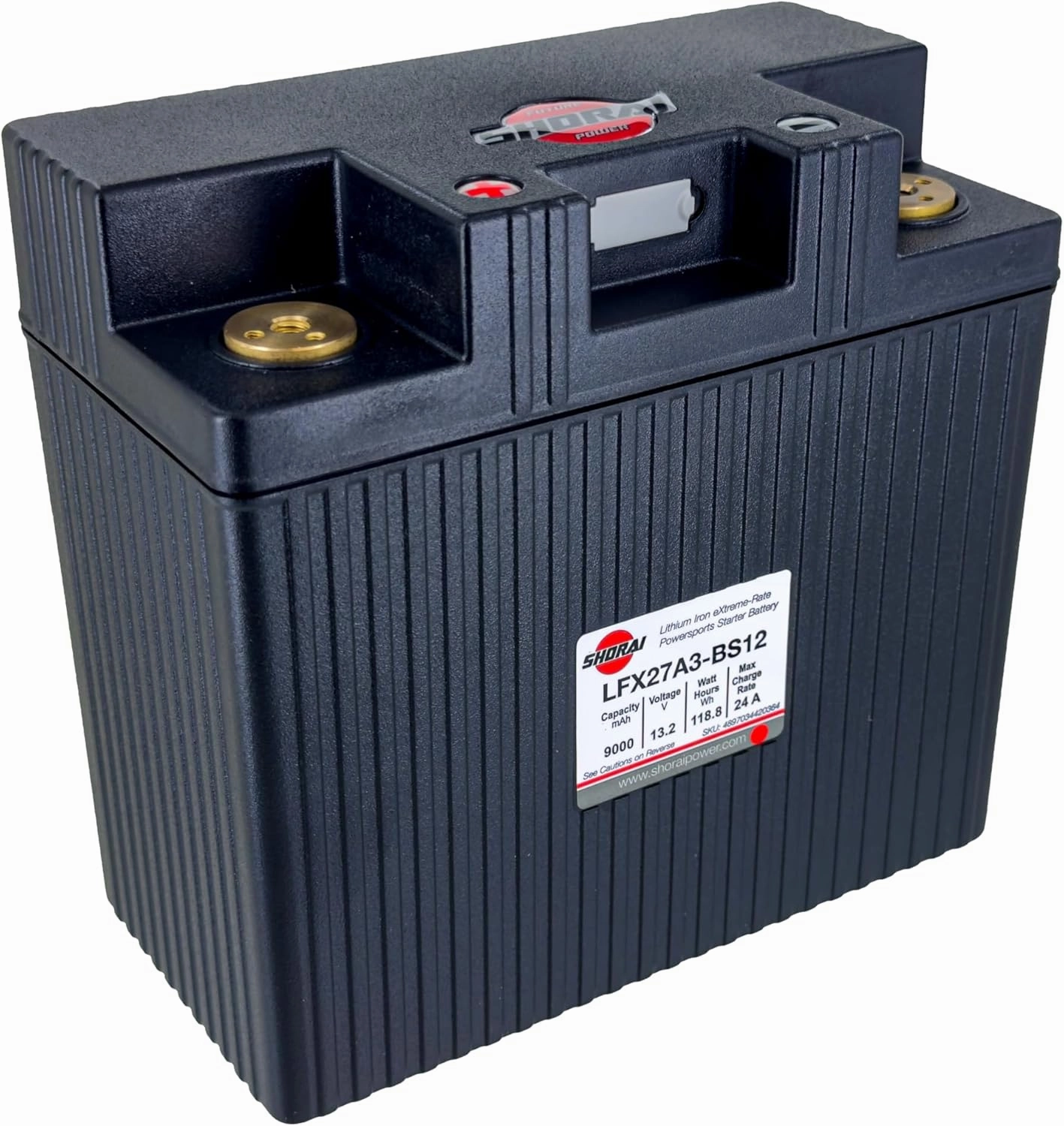 Shorai LFX Lithium-iron Battery w/BMS, LFX27A3-BS12, 9.0Ah 13.2V,118.8 WHr, "A" Type, Case 3