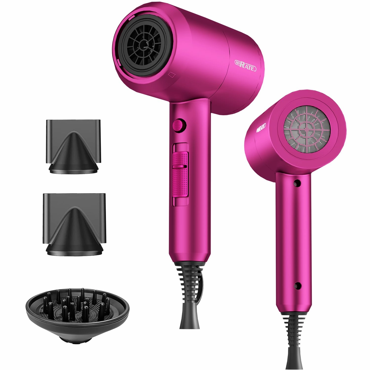 SHRATE Lightweight Ionic Hair Dryer with Diffuser - Powerful 1800W Blow Dryer for Fast Drying - Professional Low Noise Mini Hair Dryer for Travel, Gifts, Hair Styling