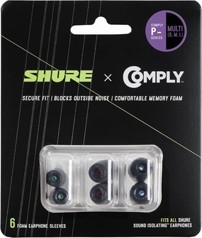 Shure Comply Foam Sleeves P-Series (Greater Sound Isolation Than 100 Series) - Professional Replacement Memory Foam Tips Earphones - 6 Pack (3 Pairs), S/M/L, 1 Each (EACYF1-6KIT)