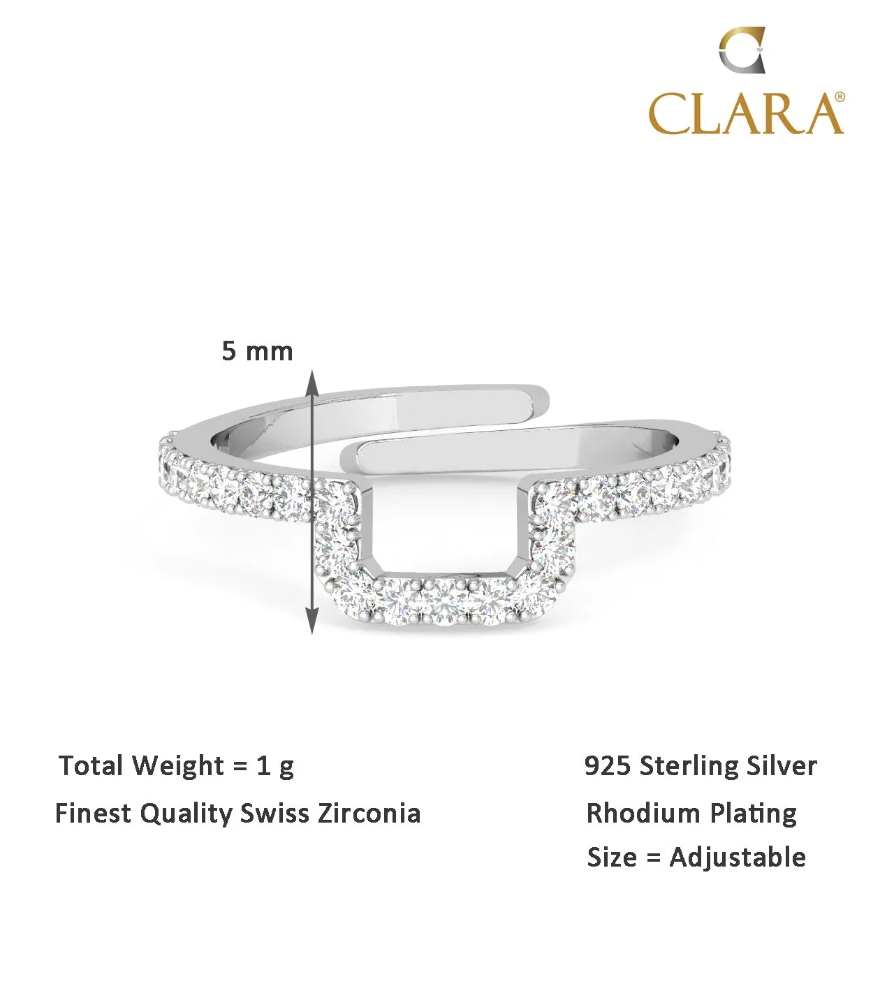 Silver U shape Ring