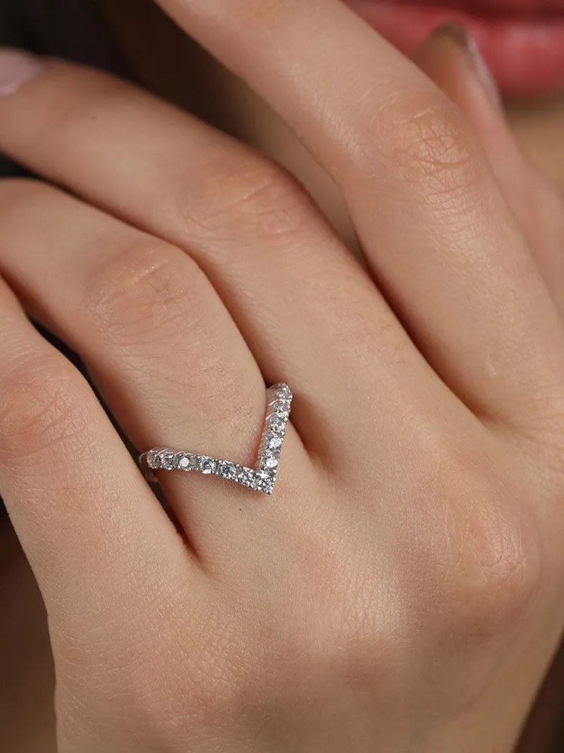 Silver V Shape Ring