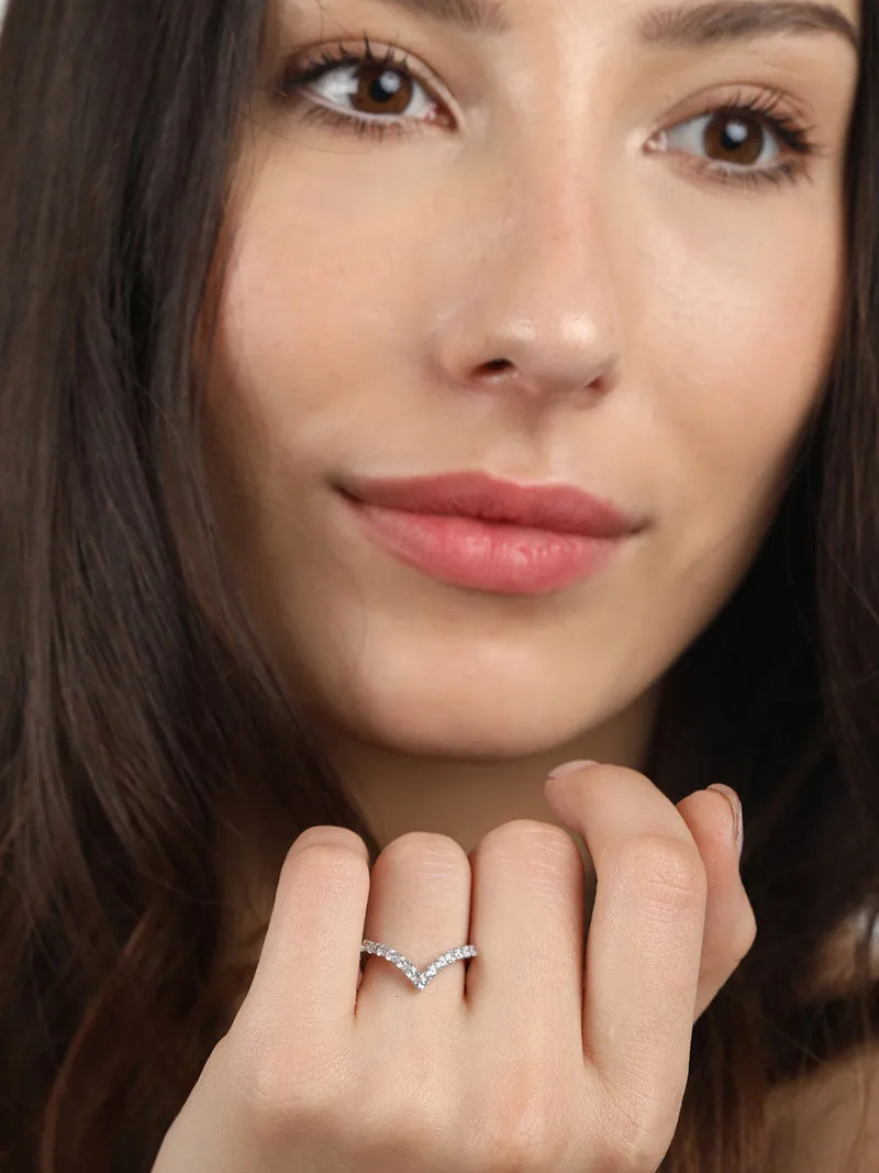Silver V Shape Ring