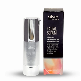 Silver Biotics Anti-aging Colloidal Nano-Silver Facial Serum Gel | Great For Blemishes, Scars & More All Natural Face Care | 20 PPM Silversol   2% Hyaluronic Acid | 1 fl oz