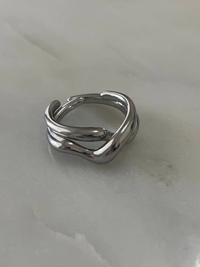 Silver Curve Adjustable Ring