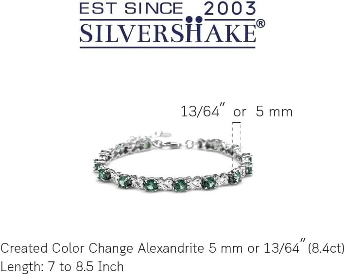 Silvershake 5MM Round Shape Gemstone White Gold Plated or Yellow Gold Plated 925 Sterling Silver Heart Victorian Style 7 to 8.5 Inch Adjustable Bracelet Jewelry for Women