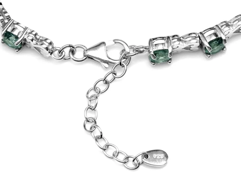 Silvershake 5MM Round Shape Gemstone White Gold Plated or Yellow Gold Plated 925 Sterling Silver Heart Victorian Style 7 to 8.5 Inch Adjustable Bracelet Jewelry for Women