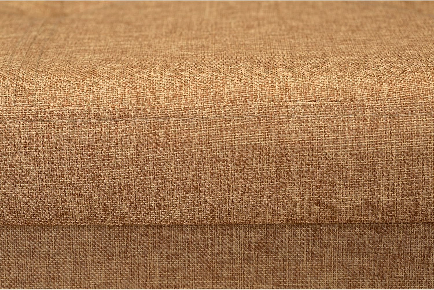 Simplify Faux Linen Folding Storage Ottoman | Double | Collapsible | Tufted Padded Seating | Foot Rest | Toy Box | Bench | Camel