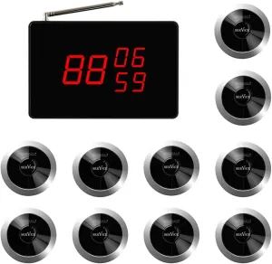 SINGCALL Wireless Restaurant Waiter Calling System, Call Kitchen Call Doctor Call Nurse Call Help, Pack of 10 Pagers and 1 Receiver