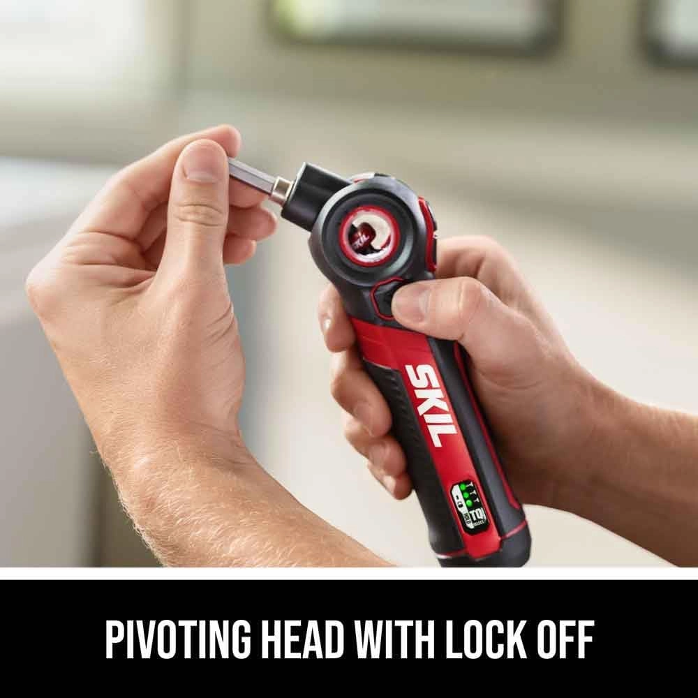 SKIL Twist 2.0 Rechargeable 4V Screwdriver with Pivoting Head, Torque Setting, USB-C Charging Cable, 28 PC Bit Set & Carrying Case- SD5619-02