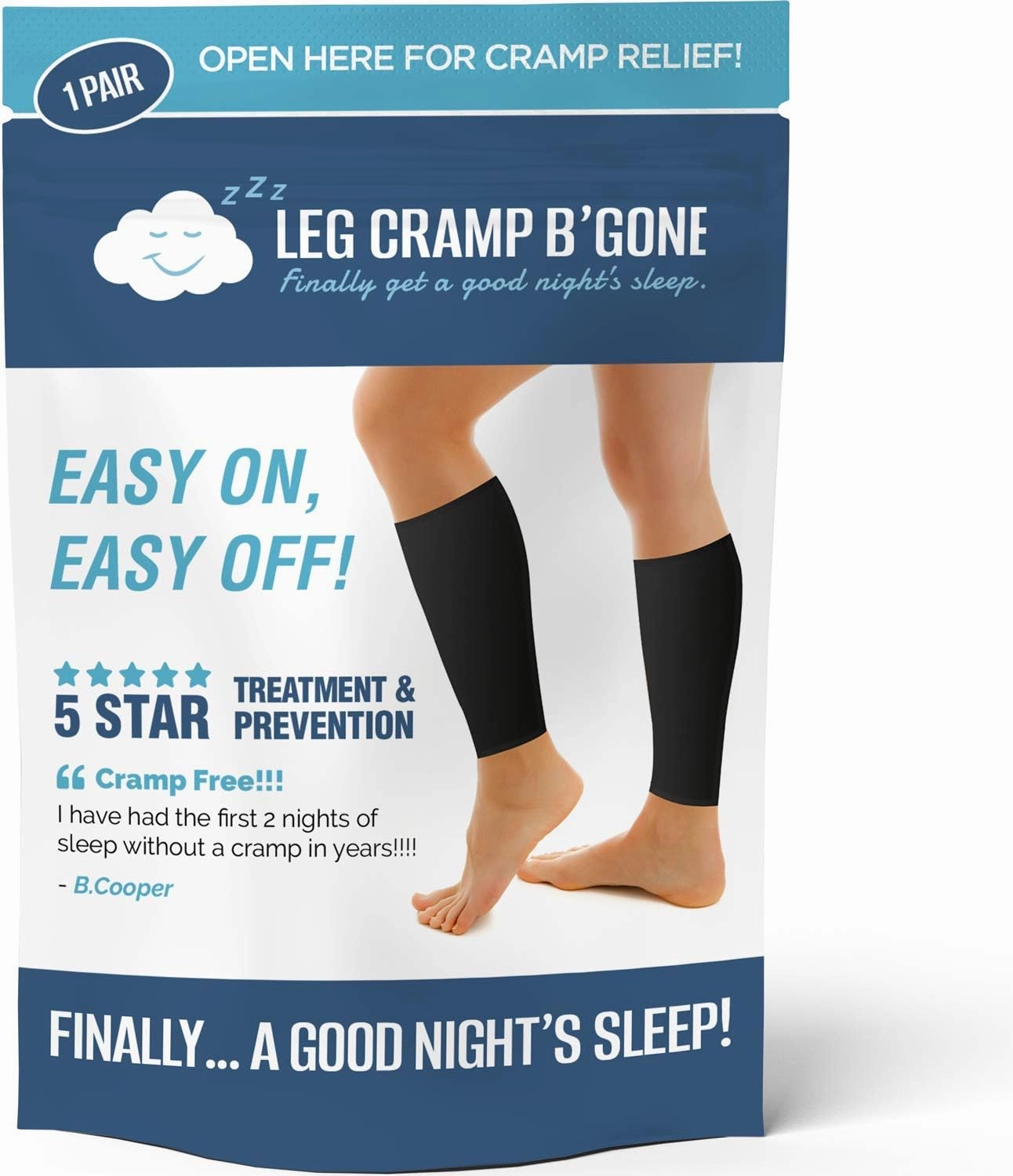 Sleeper Sleeves Can Stop and Prevent Night Leg and Foot Cramps - The Original Easy On, Easy Off - Made in USA - Maximum Calf Size - 14 1/2 INCH Circumference - DO NOT Exceed, Pain Will Increase