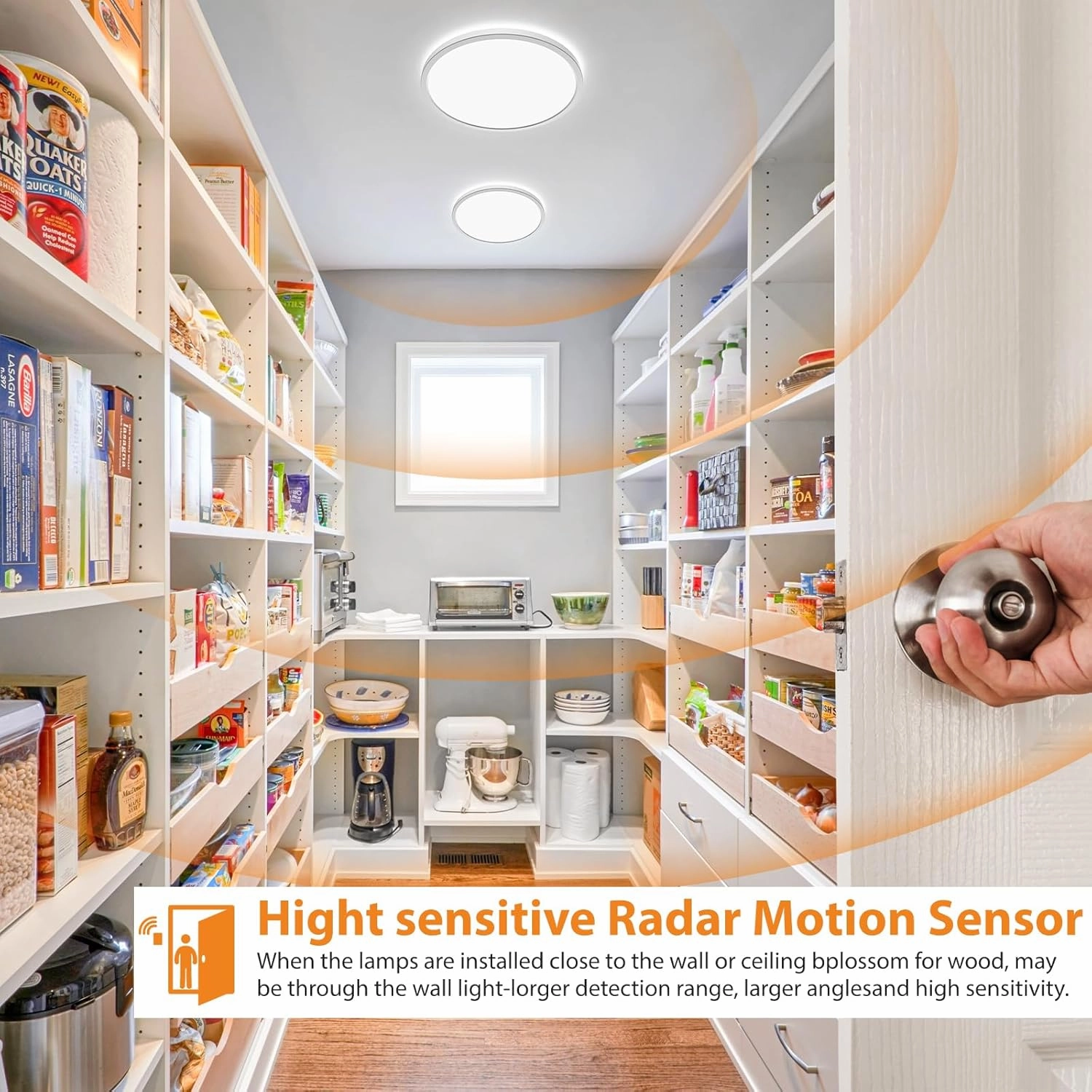 slochi 4 Pack Motion Sensor Light Indoor Wired, 3000K/4000K/6500K Closet Lights Motion Sensored, 15W 1500LM 7 Inch Flush Mount Ceiling Light Fixture for Pantry Hallway Stairwell Porch, White