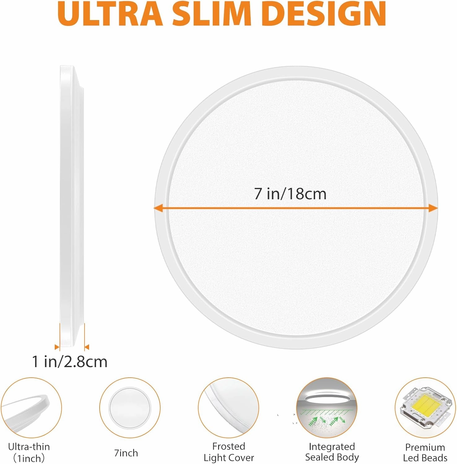 slochi 4 Pack Motion Sensor Light Indoor Wired, 3000K/4000K/6500K Closet Lights Motion Sensored, 15W 1500LM 7 Inch Flush Mount Ceiling Light Fixture for Pantry Hallway Stairwell Porch, White