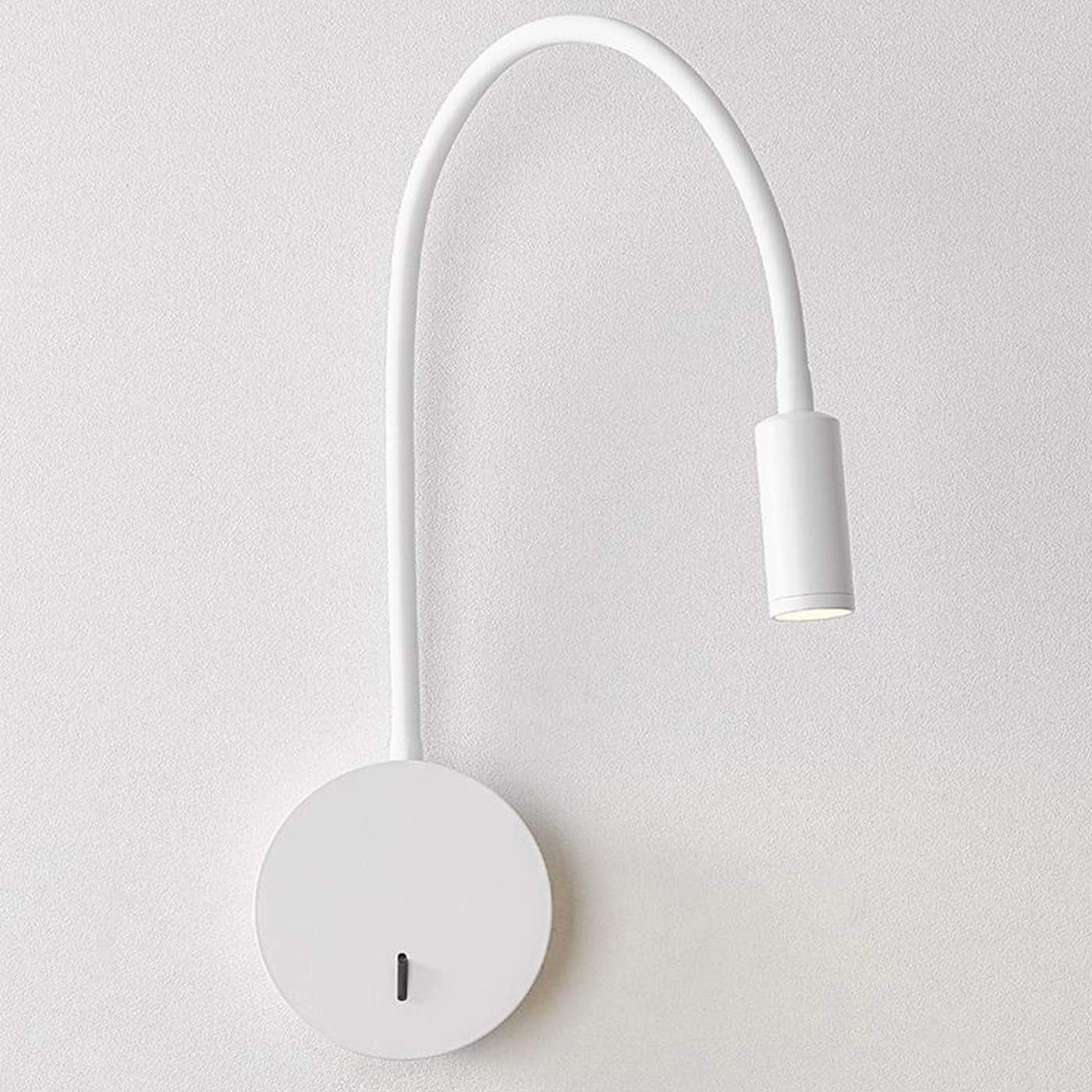 Sluce Bedside LED Reading Wall Lamp Flexible Wall Sconce Lighting Adjustable Wall Mounted with Switch for Bedroom White 3W 3000K