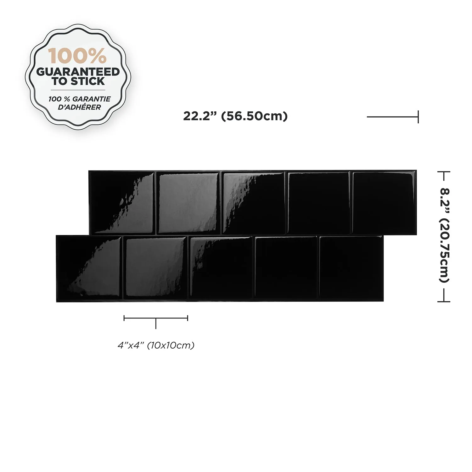 Smart Tiles Peel and Stick 2-Sheet 22 x 8 Backsplash - Square Berlin|Dosseret Smart Tiles peler et coller 22 x 8, 2 feuilles - Square Berlin